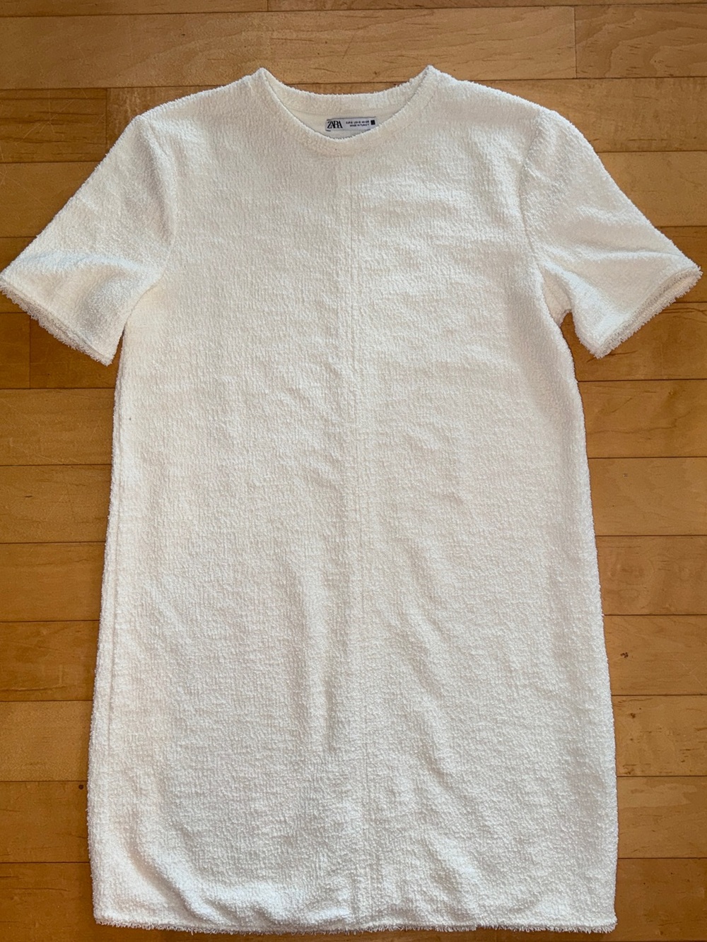 Zara Cream Boucle Short Sleeve Shift Dress
